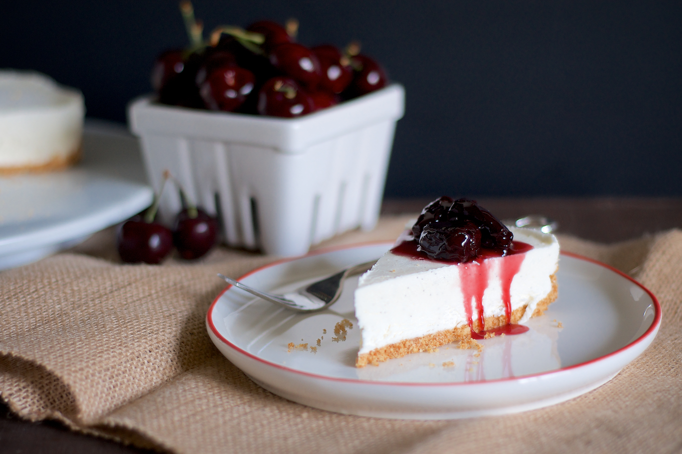 No-Bake Cheesecake with Roasted Cherries